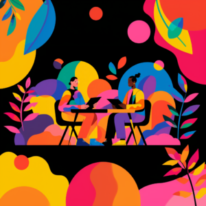 Animated illustration of employees confidently negotiating a severance package