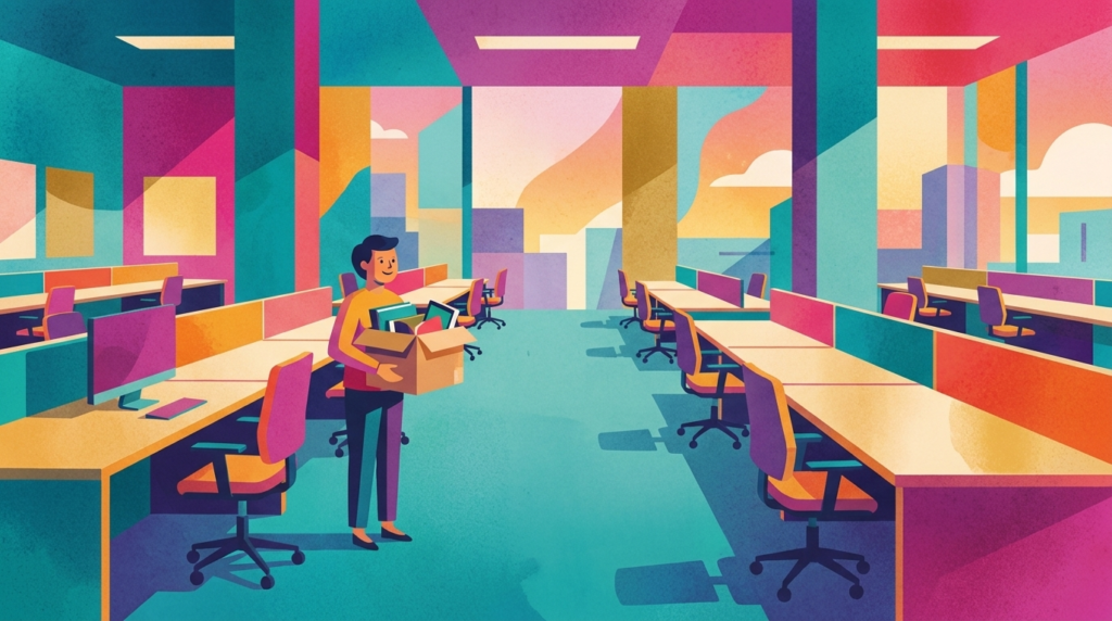 An employee laid off in Ontario leaving an empty office.