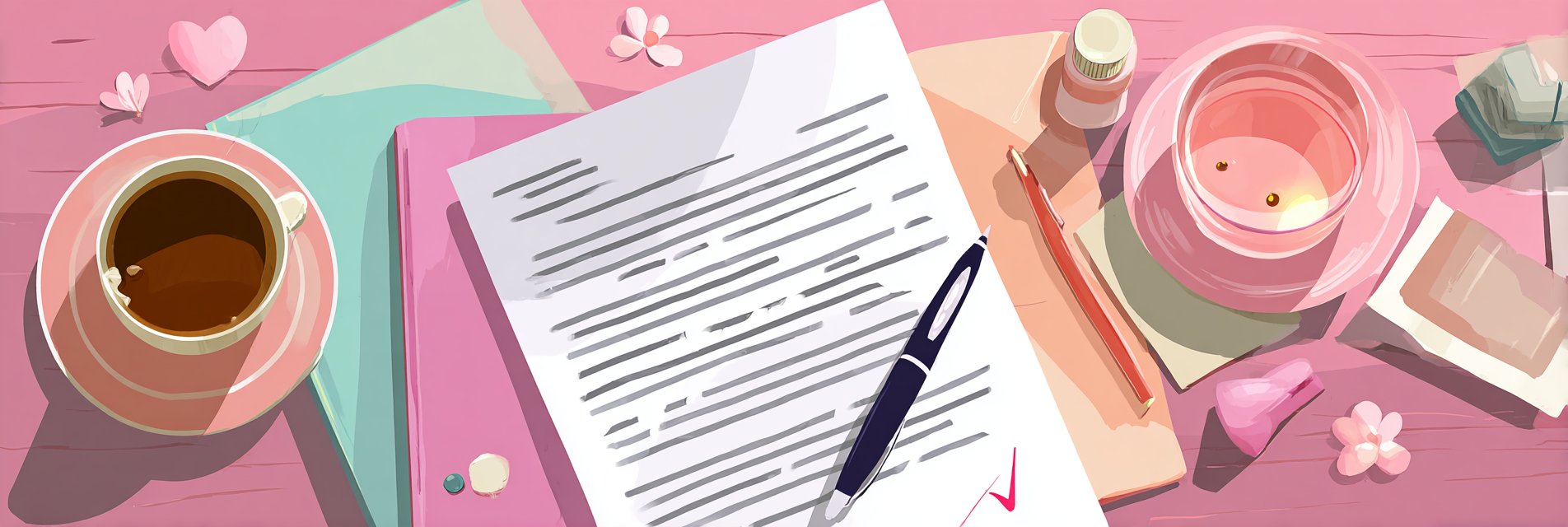 Illustrated reference letter and pen on a desk representing reference letters during severance negotiations in Ontario.